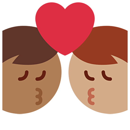 👨🏾‍❤️‍💋‍👨🏽 Emoji sich küssendes Paar - Mann: mitteldunkle Hautfarbe, Mann: mittlere Hautfarbe Twitter Twemoji 15.0.