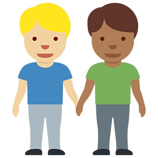👨🏼‍🤝‍👨🏾 Emoji händchenhaltende Männer: mittelhelle Hautfarbe, mitteldunkle Hautfarbe Twitter Twemoji 15.0.
