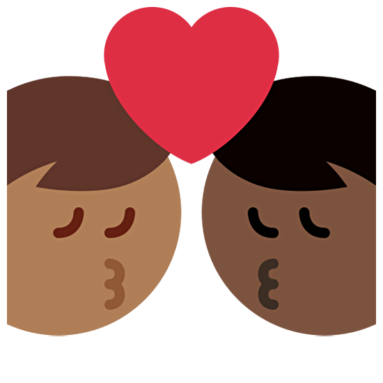 👨🏾‍❤️‍💋‍👨🏿 Emoji sich küssendes Paar - Mann: mitteldunkle Hautfarbe, Mann: dunkle Hautfarbe Twitter Twemoji 15.0.