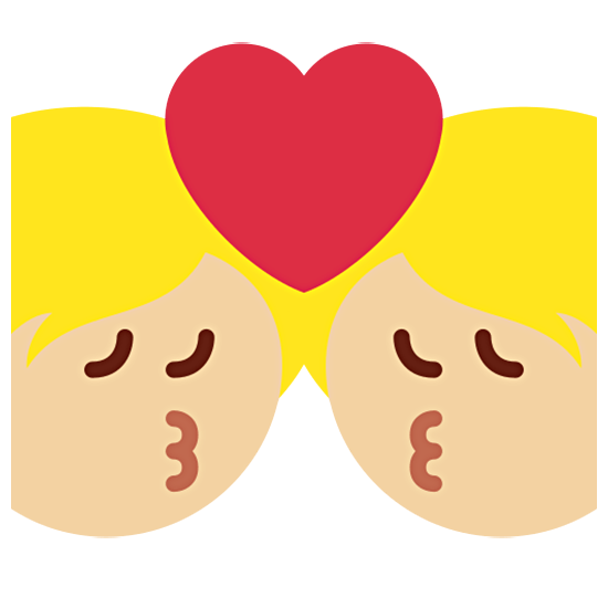 💏🏼 Emoji sich küssendes Paar, mittelhelle Hautfarbe Twitter Twemoji 15.0.