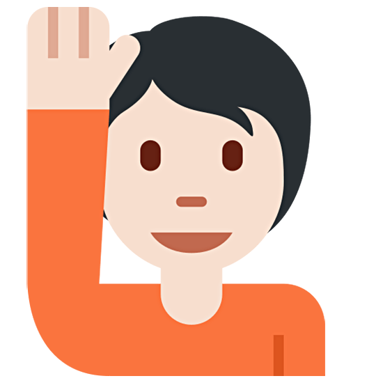 🙋🏻 Emoji Person mit erhobenem Arm: helle Hautfarbe Twitter Twemoji 15.0.
