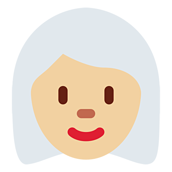 👩🏼‍🦳 Emoji Frau: mittelhelle Hautfarbe, weißes Haar Twitter Twemoji 15.0.