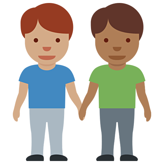👨🏽‍🤝‍👨🏾 Emoji händchenhaltende Männer: mittlere Hautfarbe, mitteldunkle Hautfarbe Twitter Twemoji 15.0.