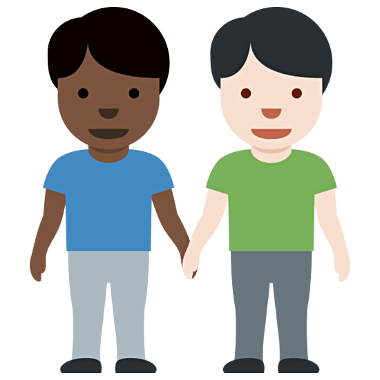 👨🏿‍🤝‍👨🏻 Emoji händchenhaltende Männer: dunkle Hautfarbe, helle Hautfarbe Twitter Twemoji 15.0.