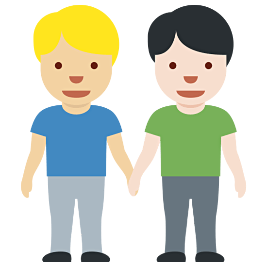 👨🏼‍🤝‍👨🏻 Emoji händchenhaltende Männer: mittelhelle Hautfarbe, helle Hautfarbe Twitter Twemoji 15.0.