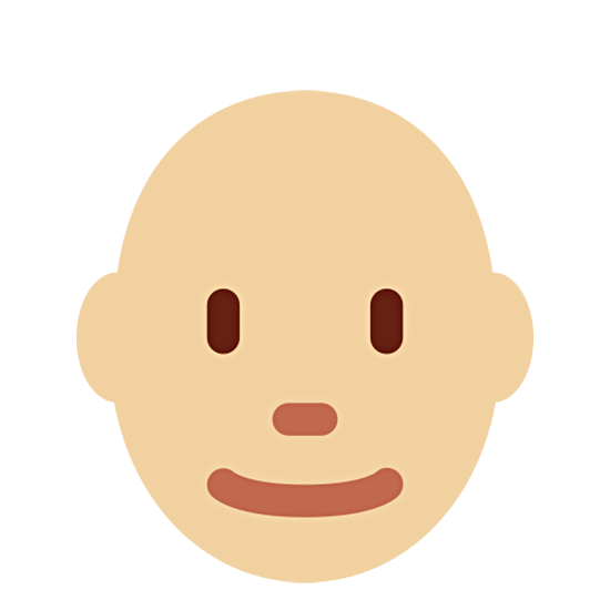 👨🏼‍🦲 Emoji Hombre: Tono De Piel Claro Medio Y Sin Pelo en Twitter Twemoji 15.0.