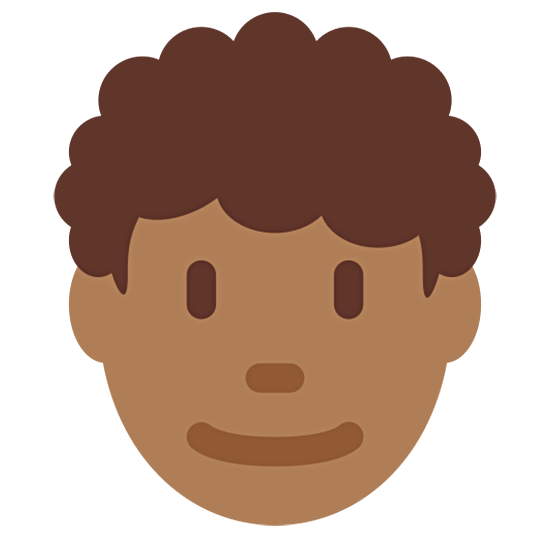 👨🏾‍🦱 Emoji Hombre: Tono De Piel Oscuro Medio Y Pelo Rizado en Twitter Twemoji 15.0.
