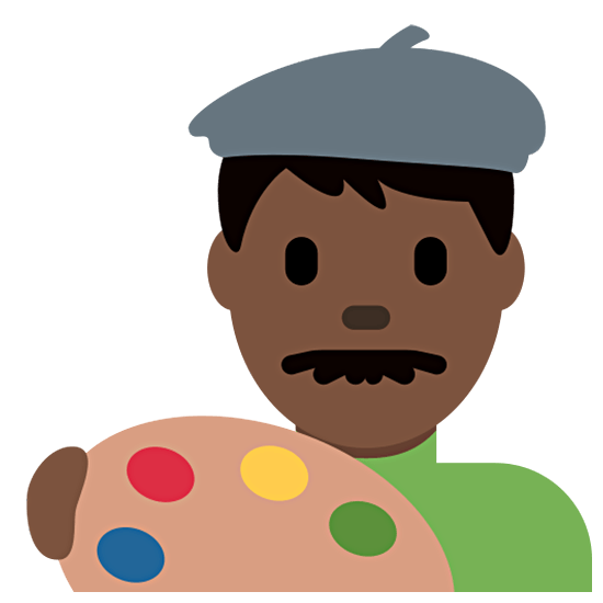 Emoji 👨🏿‍🎨 Artista Uomo: Carnagione Scura su Twitter Twemoji 15.0.