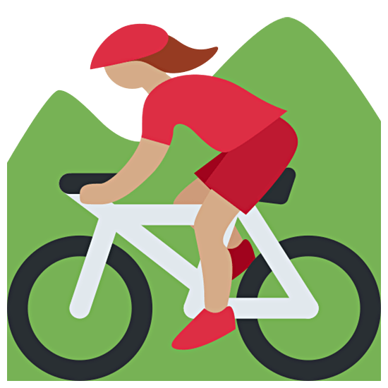 🚵🏽‍♀️ Emoji Mujer En Bicicleta De Montaña: Tono De Piel Medio en Twitter Twemoji 15.0.