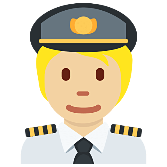 🧑🏼‍✈️ Emoji Pilot(in): mittelhelle Hautfarbe Twitter Twemoji 15.0.