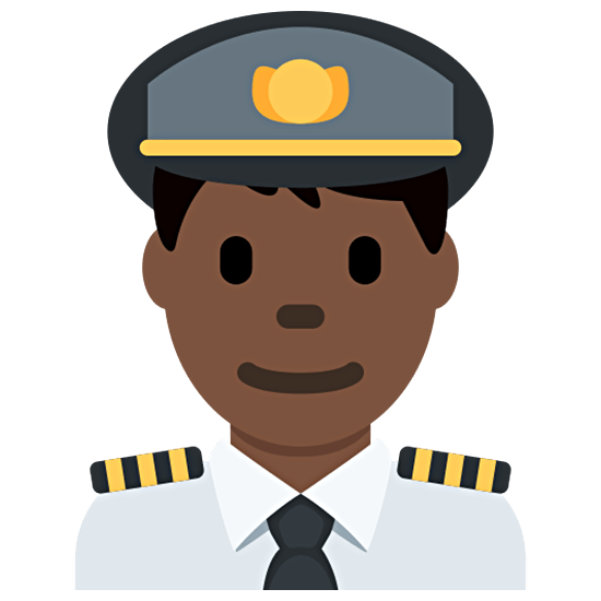 Emoji 👨🏿‍✈️ Pilota Uomo: Carnagione Scura su Twitter Twemoji 15.0.