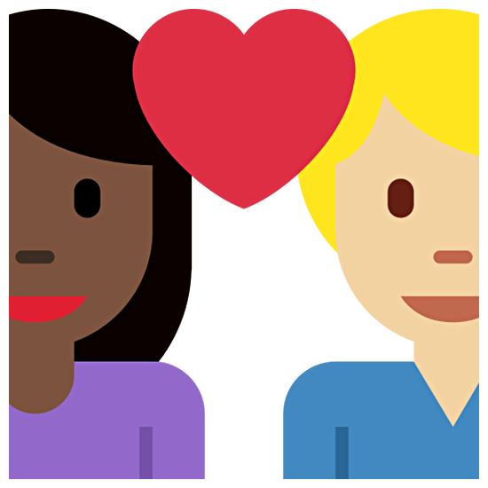 👩🏿‍❤️‍👨🏼 Emoji Liebespaar - Frau: dunkle Hautfarbe, Mann: mittelhelle Hautfarbe Twitter Twemoji 15.0.