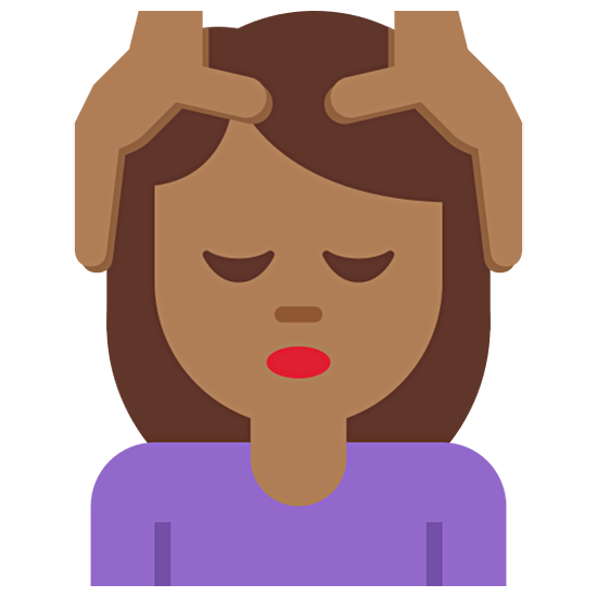 💆🏾‍♀️ Emoji Frau, die eine Kopfmassage bekommt: mitteldunkle Hautfarbe Twitter Twemoji 15.0.