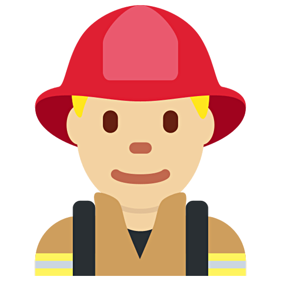 👨🏼‍🚒 Emoji Feuerwehrmann: mittelhelle Hautfarbe Twitter Twemoji 15.0.