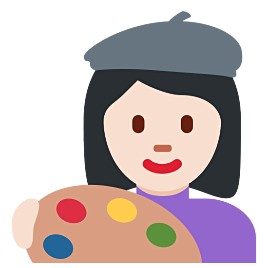 👩🏻‍🎨 Emoji Artista Plástica: Pele Clara na Twitter Twemoji 15.0.