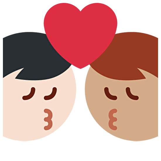 👨🏻‍❤️‍💋‍👨🏽 Emoji sich küssendes Paar - Mann: helle Hautfarbe, Mann: helle Hautfarbe Twitter Twemoji 15.0.
