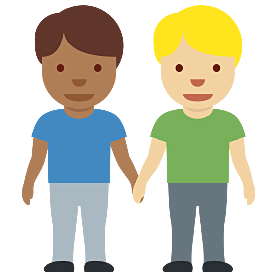 👨🏾‍🤝‍👨🏼 Emoji händchenhaltende Männer: mitteldunkle Hautfarbe, mittelhelle Hautfarbe Twitter Twemoji 15.0.