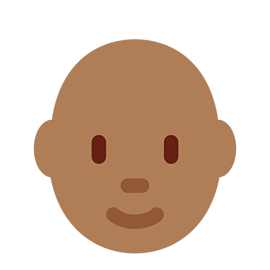 🧑🏾‍🦲 Emoji Erwachsener: mitteldunkle Hautfarbe, Glatze Twitter Twemoji 15.0.