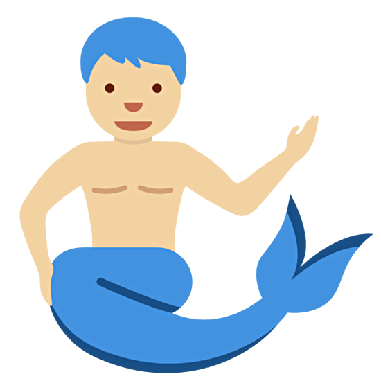 🧜🏼‍♂️ Emoji Sirena Hombre: Tono De Piel Claro Medio en Twitter Twemoji 15.0.