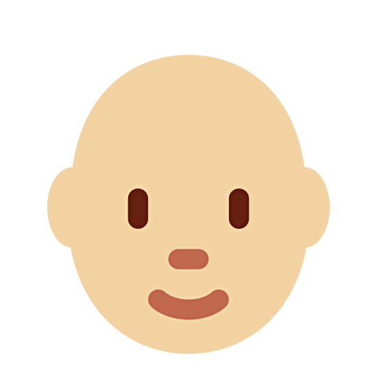 🧑🏼‍🦲 Emoji Persona: Tono De Piel Claro Medio, Sin Pelo en Twitter Twemoji 15.0.