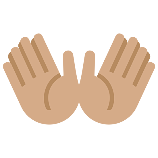👐🏽 Emoji offene Hände: mittlere Hautfarbe Twitter Twemoji 15.0.