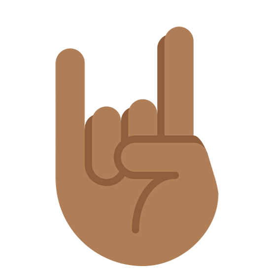 🤘🏾 Emoji Saudação Do Rock: Pele Morena Escura na Twitter Twemoji 15.0.