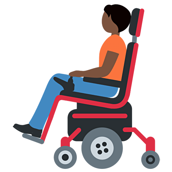 🧑🏿‍🦼 Emoji Person in motorisiertem Rollstuhl: dunkle Hautfarbe Twitter Twemoji 15.0.