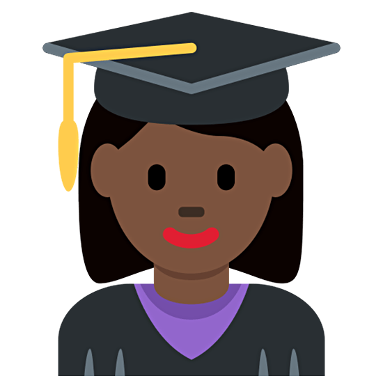 👩🏿‍🎓 Emoji Estudiante Mujer: Tono De Piel Oscuro en Twitter Twemoji 15.0.