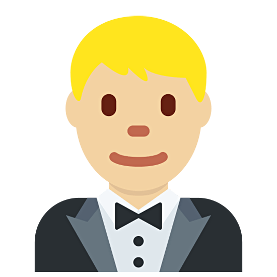 🤵🏼‍♂️ Emoji Hombre Con Esmoquin: Tono De Piel Claro Medio en Twitter Twemoji 15.0.