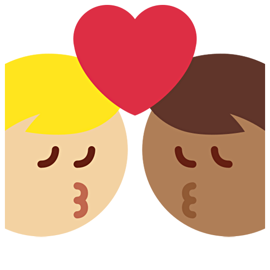 👨🏼‍❤️‍💋‍👨🏾 Emoji sich küssendes Paar - Mann: mittelhelle Hautfarbe, Mann: mitteldunkle Hautfarbe Twitter Twemoji 15.0.