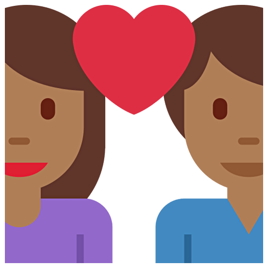👩🏾‍❤️‍👨🏾 Emoji Pareja Enamorada - Mujer: Tono De Piel Oscuro Medio, Hombre: Tono De Piel Oscuro Medio en Twitter Twemoji 15.0.