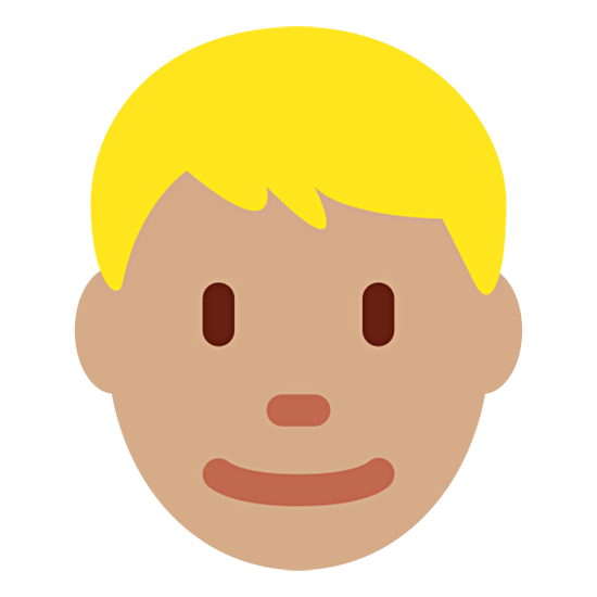 Émoji 👱🏽‍♂️ Homme Blond : Peau Légèrement Mate sur Twitter Twemoji 15.0.