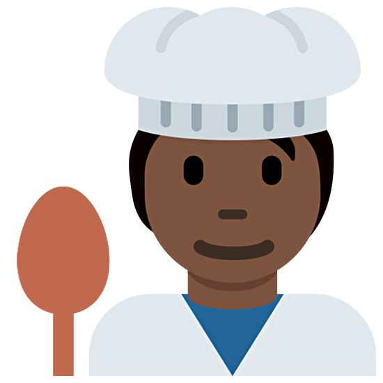🧑🏿‍🍳 Emoji Chef De Cozinha: Pele Escura na Twitter Twemoji 15.0.