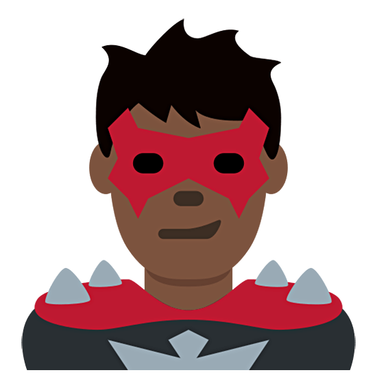 Emoji 🦹🏿‍♂️ Supercattivo Uomo: Carnagione Scura su Twitter Twemoji 15.0.