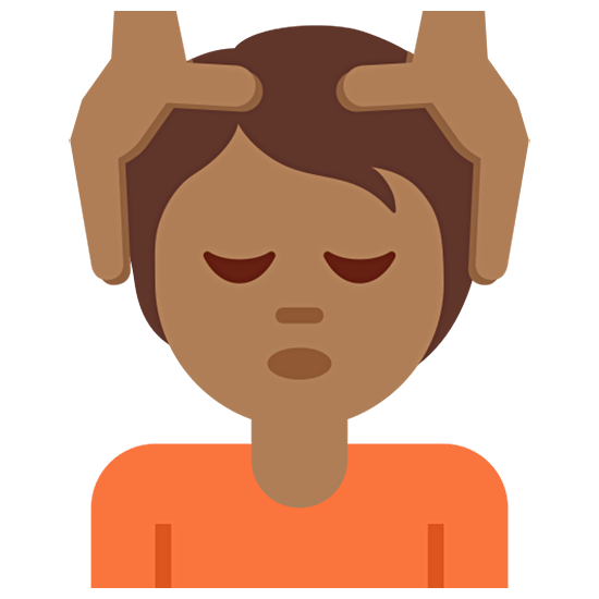 💆🏾 Emoji Person, die eine Kopfmassage bekommt: mitteldunkle Hautfarbe Twitter Twemoji 15.0.