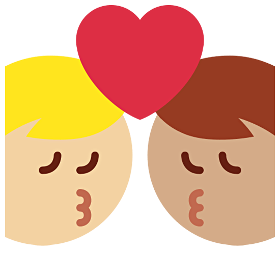👨🏼‍❤️‍💋‍👨🏽 Emoji sich küssendes Paar - Mann: mittelhelle Hautfarbe, Mann: mittlere Hautfarbe Twitter Twemoji 15.0.
