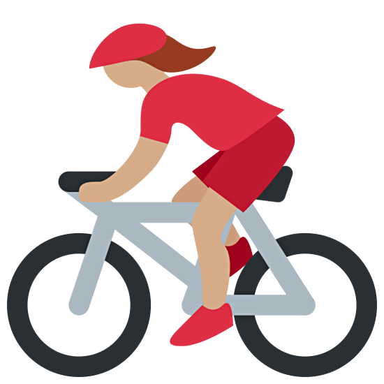 Emoji 🚴🏽‍♀️ Ciclista Donna: Carnagione Olivastra su Twitter Twemoji 15.0.