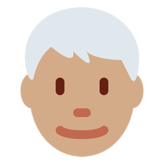 👨🏽‍🦳 Emoji Hombre: Tono De Piel Medio Y Pelo Blanco en Twitter Twemoji 15.0.