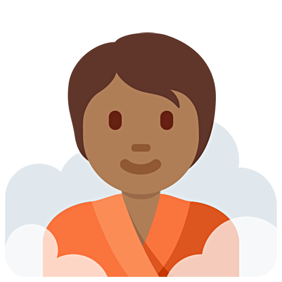🧖🏾 Emoji Persona En Una Sauna: Tono De Piel Oscuro Medio en Twitter Twemoji 15.0.