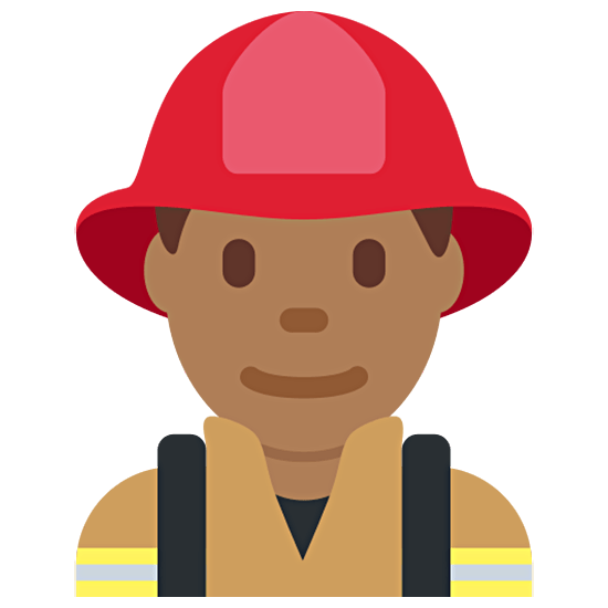 👨🏾‍🚒 Emoji Feuerwehrmann: mitteldunkle Hautfarbe Twitter Twemoji 15.0.