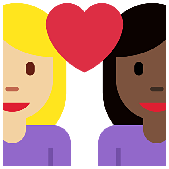 👩🏼‍❤️‍👩🏿 Emoji Pareja Enamorada - Mujer: Tono De Piel Claro Medio, Mujer: Tono De Piel Oscuro en Twitter Twemoji 15.0.
