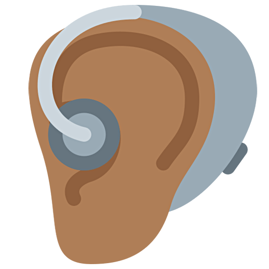 🦻🏾 Emoji Ohr mit Hörhilfe: mitteldunkle Hautfarbe Twitter Twemoji 15.0.