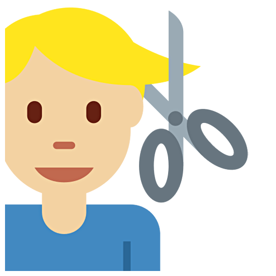 💇🏼‍♂️ Emoji Mann beim Haareschneiden: mittelhelle Hautfarbe Twitter Twemoji 15.0.