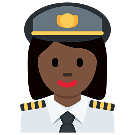 👩🏿‍✈️ Emoji Pilotin: dunkle Hautfarbe Twitter Twemoji 15.0.