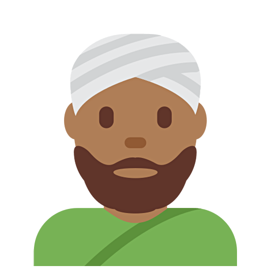 👳🏾‍♂️ Emoji Mann mit Turban: mitteldunkle Hautfarbe Twitter Twemoji 15.0.
