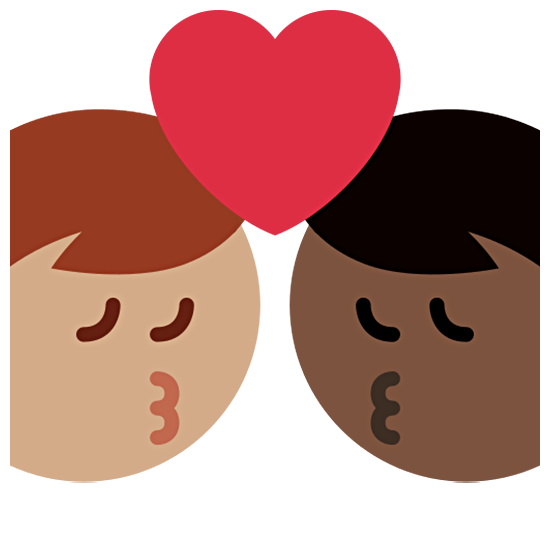 👨🏽‍❤️‍💋‍👨🏿 Emoji sich küssendes Paar - Mann: mittlere Hautfarbe, Mann: dunkle Hautfarbe Twitter Twemoji 15.0.