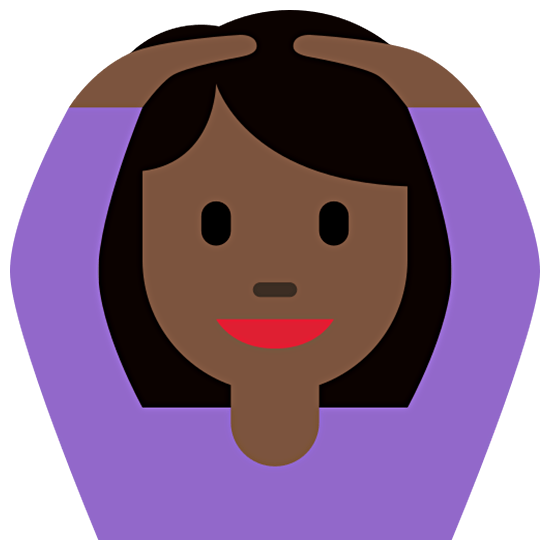 🙆🏿‍♀️ Emoji Frau mit Händen auf dem Kopf: dunkle Hautfarbe Twitter Twemoji 15.0.
