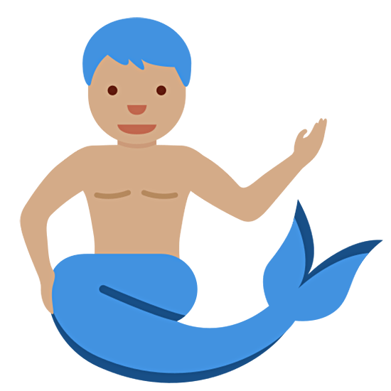 🧜🏽‍♂️ Emoji Sirena Hombre: Tono De Piel Medio en Twitter Twemoji 15.0.