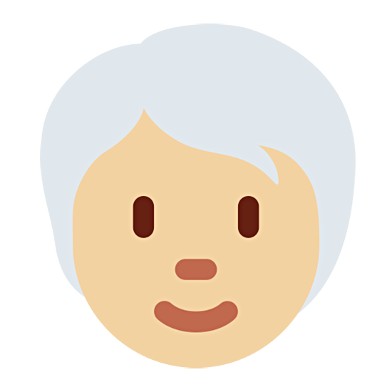 Émoji 🧑🏼‍🦳 Adulte : Peau Moyennement Claire Et Cheveux Blancs sur Twitter Twemoji 15.0.