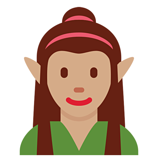 🧝🏽‍♀️ Emoji Elfe: mittlere Hautfarbe Twitter Twemoji 15.0.